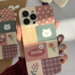 قاب موبایل آیفون شاخه گل ارغوانی محافظ لنزدار