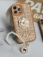 قاب موبایل آیفون شنل گل حصیری + بندست - Image 17