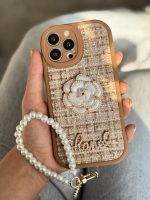 قاب موبایل آیفون شنل گل حصیری + بندست - Image 19