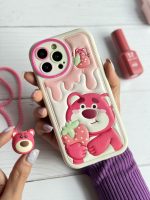 قاب موبایل آیفون برجسته خرس لوتسوهاگین و خرس پو محافظ لنزدار - Image 11