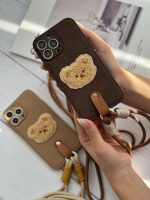 قاب موبایل آیفون خرس دوست داشتنی محافظ لنز + بندست - Image 14