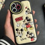 قاب موبایل آیفون میکی موس بالشتی خوشحال محافط لنزدار