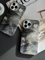 قاب موبایل آیفون سنگ ماربل دودی گل برجسته - Image 5