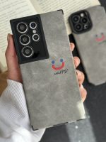 قاب موبایل آیفون چرم و جیر طوسی اسمایل محافظ لنزدار - Image 23