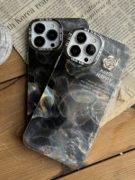 قاب موبایل آیفون سنگ ماربل دودی گل برجسته - Image 4