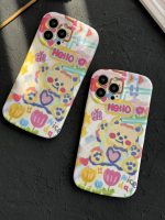 قاب موبایل آیفون خرس نقاشی آبرنگی پایه استند دار - Image 2