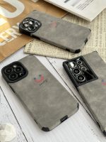 قاب موبایل آیفون چرم و جیر طوسی اسمایل محافظ لنزدار - Image 20