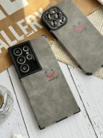 قاب موبایل آیفون چرم و جیر طوسی اسمایل محافظ لنزدار - Image 13