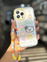 قاب موبایل آیفون خرس و پروانه نقاشی + بندست کوتاه - Image 11