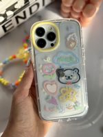 قاب موبایل آیفون خرس و پروانه نقاشی + بندست کوتاه - Image 9