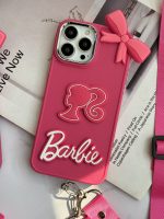 قاب موبایل آیفون باربی پاپیونی صورتی + بند بلند - Image 19