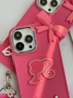 قاب موبایل آیفون باربی پاپیونی صورتی + بند بلند - Image 25