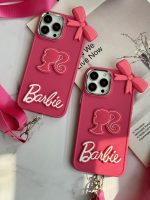 قاب موبایل آیفون باربی پاپیونی صورتی + بند بلند - Image 18