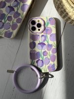 قاب موبایل آیفون گل لاله بنفش محافظ لنز طرح دار + حلقه ست ( 3011 ) - Image 21
