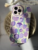 قاب موبایل آیفون گل لاله بنفش محافظ لنز طرح دار + حلقه ست ( 3011 ) - Image 10
