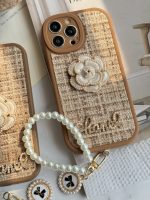 قاب موبایل آیفون شنل گل حصیری + بندست - Image 5