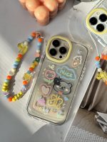 قاب موبایل آیفون خرس و پروانه نقاشی + بندست کوتاه - Image 8