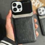 قاب موبایل آیفون لنز چرمی و شیشه ای