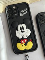 قاب موبایل آیفون میکی برجسته سولید مشکی بدون بند - Image 22