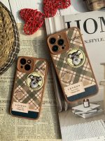 قاب موبایل آیفون باربری وینتیج استایل سگ قهوه ای محافظ لنزدار - Image 2