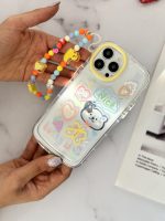 قاب موبایل آیفون خرس و پروانه نقاشی + بندست کوتاه - Image 22