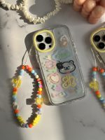 قاب موبایل آیفون خرس و پروانه نقاشی + بندست کوتاه - Image 12