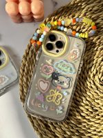 قاب موبایل آیفون خرس و پروانه نقاشی + بندست کوتاه - Image 15