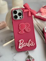 قاب موبایل آیفون باربی پاپیونی صورتی + بند بلند - Image 8