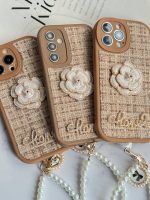 قاب موبایل آیفون شنل گل حصیری + بندست - Image 23