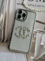 قاب موبایل آیفون شنل نگین دار برجسته براق نقره ای - Image 20