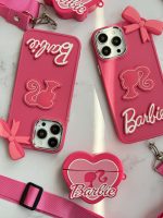 قاب موبایل آیفون باربی پاپیونی صورتی + بند بلند - Image 22