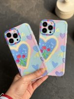 قاب موبایل آیفون نقاشی کودک درون قلبی آبی بنفش محافظ لنزدار ( 3005 ) - Image 6