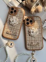 قاب موبایل آیفون شنل گل حصیری + بندست - Image 2