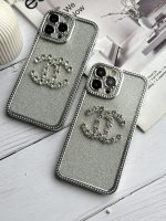 قاب موبایل آیفون شنل نگین دار برجسته براق نقره ای - Image 2