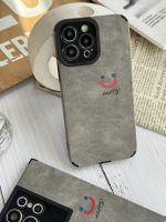 قاب موبایل آیفون چرم و جیر طوسی اسمایل محافظ لنزدار - Image 7