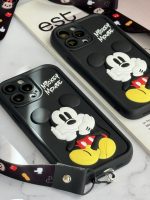 قاب موبایل آیفون میکی برجسته سولید مشکی بدون بند - Image 9