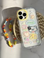 قاب موبایل آیفون خرس و پروانه نقاشی + بندست کوتاه - Image 6