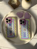 قاب موبایل آیفون هپی لایف هفت رنگ + پاپسوکت قلبی بنفش - Image 9