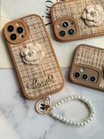 قاب موبایل آیفون شنل گل حصیری + بندست - Image 22