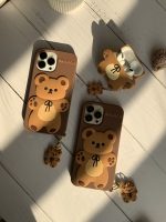 قاب موبایل آیفون خرس قهوه ای مینیمال سیلیکونی + آویز - Image 12