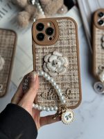 قاب موبایل آیفون شنل گل حصیری + بندست - Image 21