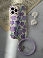 قاب موبایل آیفون گل لاله بنفش محافظ لنز طرح دار + حلقه ست ( 3011 ) - Image 15