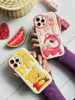 قاب موبایل آیفون برجسته خرس لوتسوهاگین و خرس پو محافظ لنزدار - Image 12