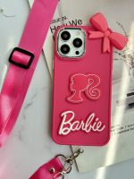 قاب موبایل آیفون باربی پاپیونی صورتی + بند بلند - Image 24