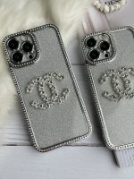 قاب موبایل آیفون شنل نگین دار برجسته براق نقره ای - Image 27