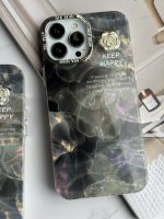 قاب موبایل آیفون سنگ ماربل دودی گل برجسته - Image 18