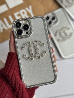 قاب موبایل آیفون شنل نگین دار برجسته براق نقره ای - Image 23