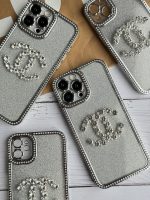 قاب موبایل آیفون شنل نگین دار برجسته براق نقره ای - Image 25