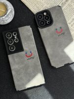 قاب موبایل آیفون چرم و جیر طوسی اسمایل محافظ لنزدار - Image 22