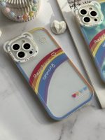 قاب موبایل آیفون آسمان آبی و رنگین کمان هلوگرامی + آویز خرسی - Image 9